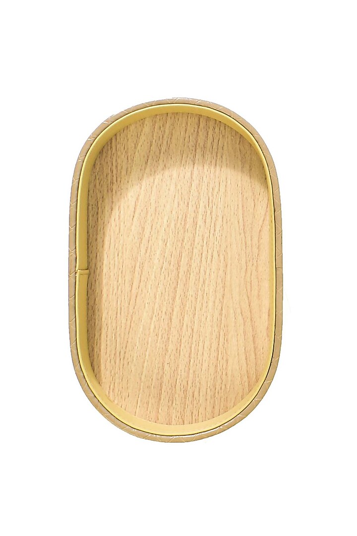 Ivory Leatherette & Wood Textured Towel Tray by ICHKAN at Pernia's Pop Up Shop