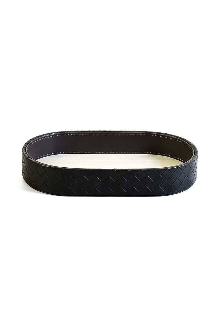 Grey Leatherette & Wood Textured Towel Tray by ICHKAN at Pernia's Pop Up Shop