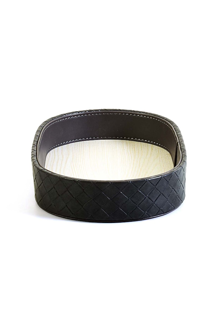 Grey Leatherette & Wood Textured Towel Tray by ICHKAN at Pernia's Pop Up Shop