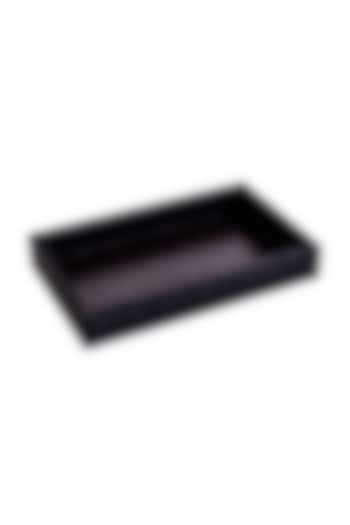 Black Leatherette & Wood Towel Tray by ICHKAN