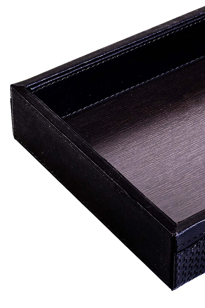 Black Leatherette & Wood Towel Tray by ICHKAN at Pernia's Pop Up Shop