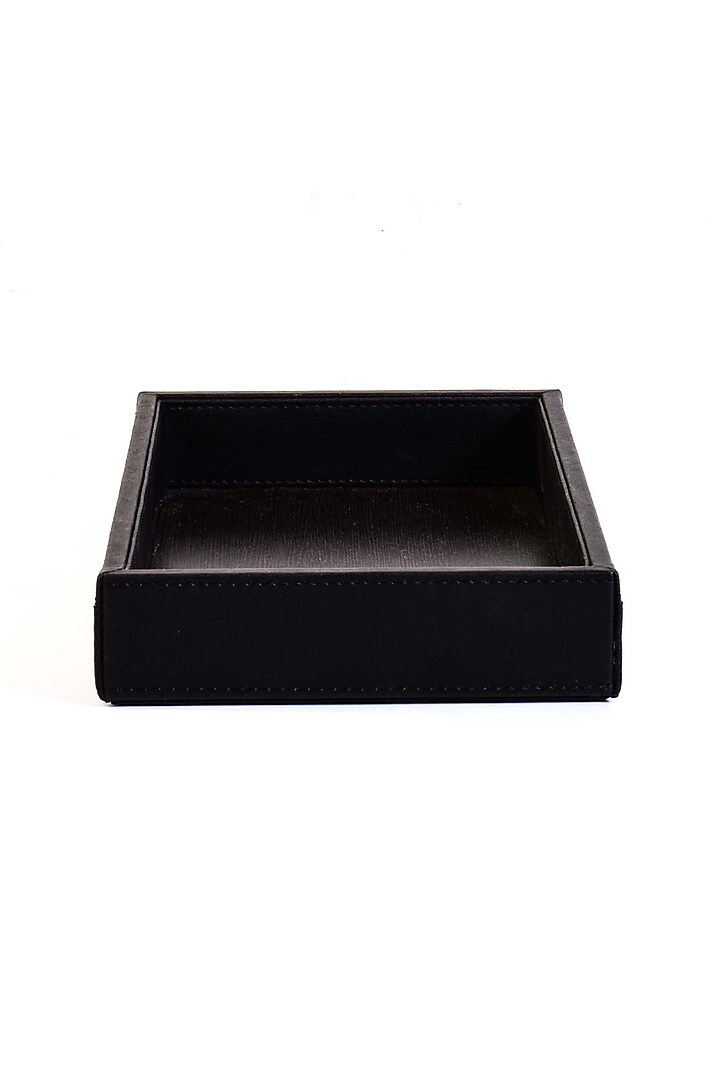 Black Leatherette & Wood Towel Tray by ICHKAN at Pernia's Pop Up Shop