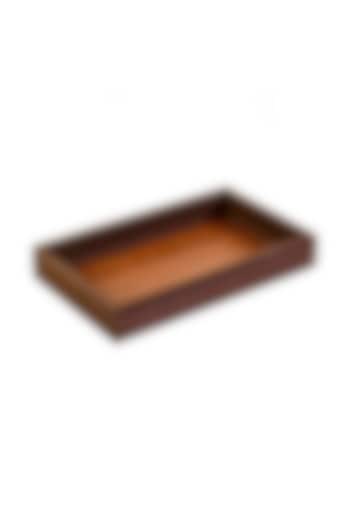 Brown Leatherette & Wood Towel Tray by ICHKAN