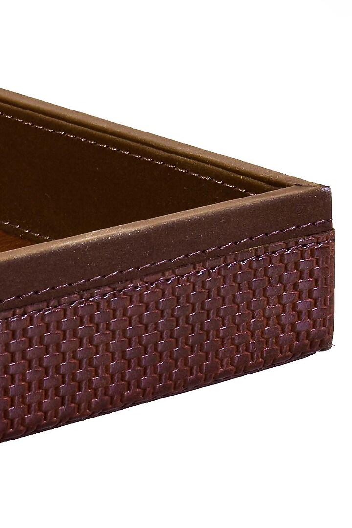 Brown Leatherette & Wood Towel Tray by ICHKAN at Pernia's Pop Up Shop