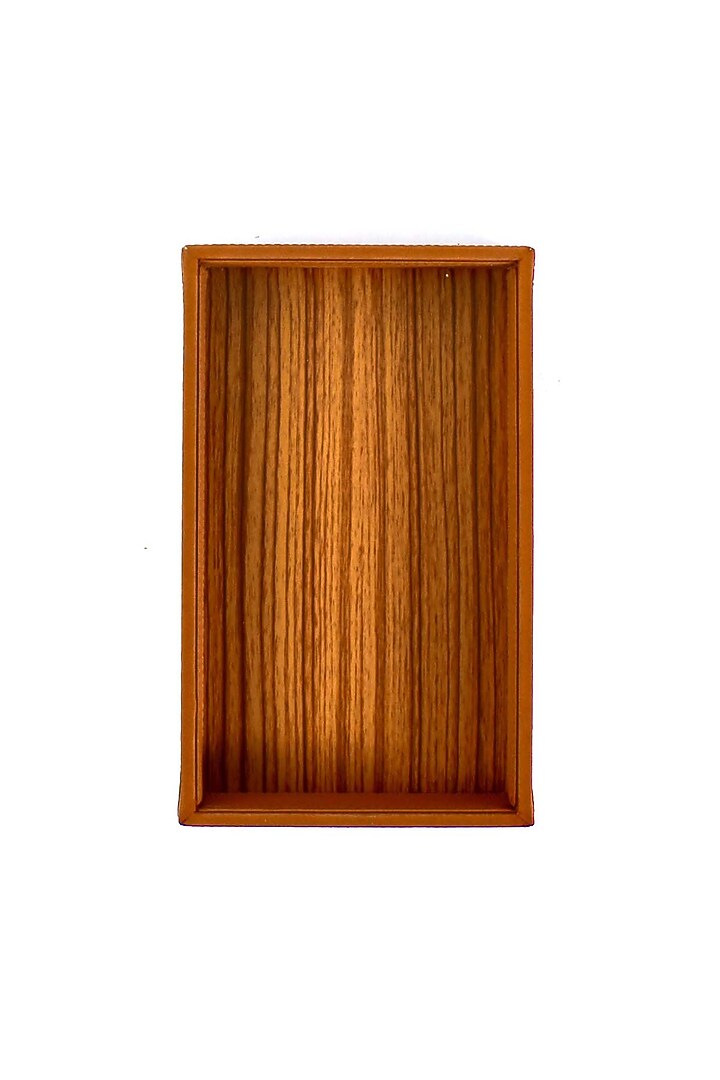 Tan Leatherette & Wood Towel Tray by ICHKAN at Pernia's Pop Up Shop
