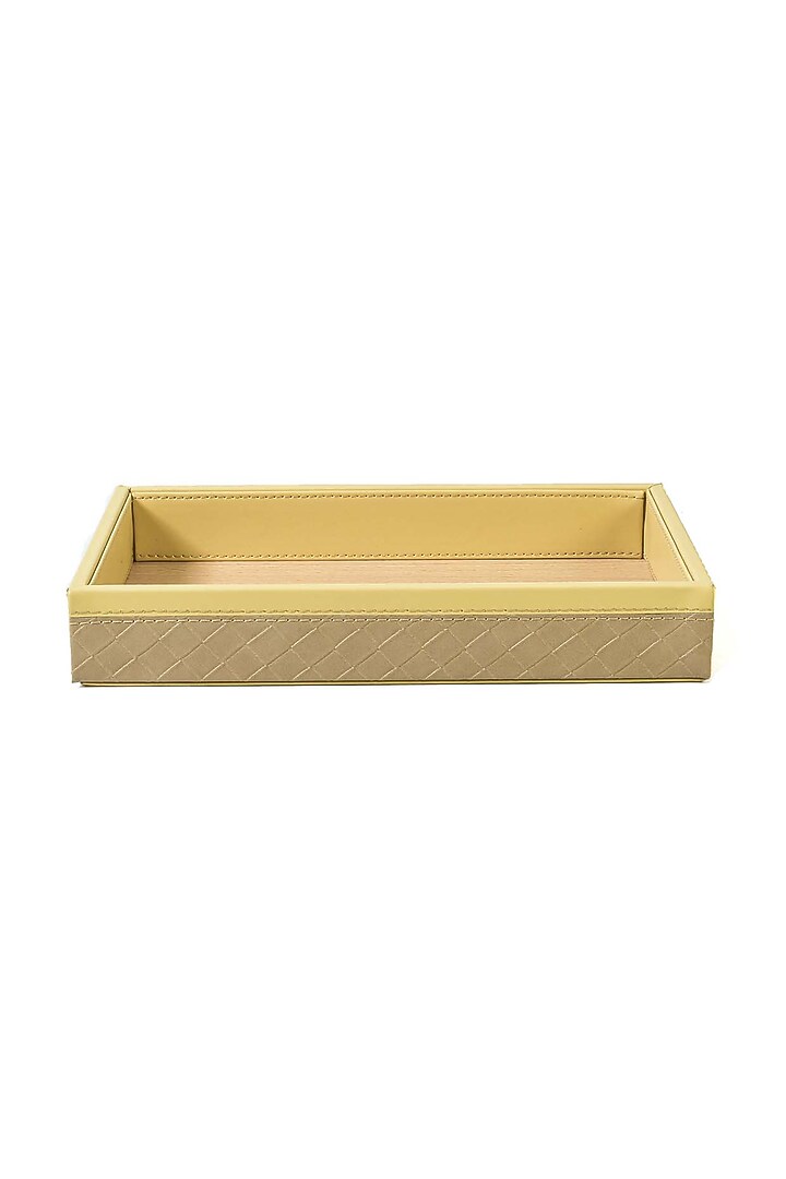 Ivory Leatherette & Wood Towel Tray by ICHKAN at Pernia's Pop Up Shop