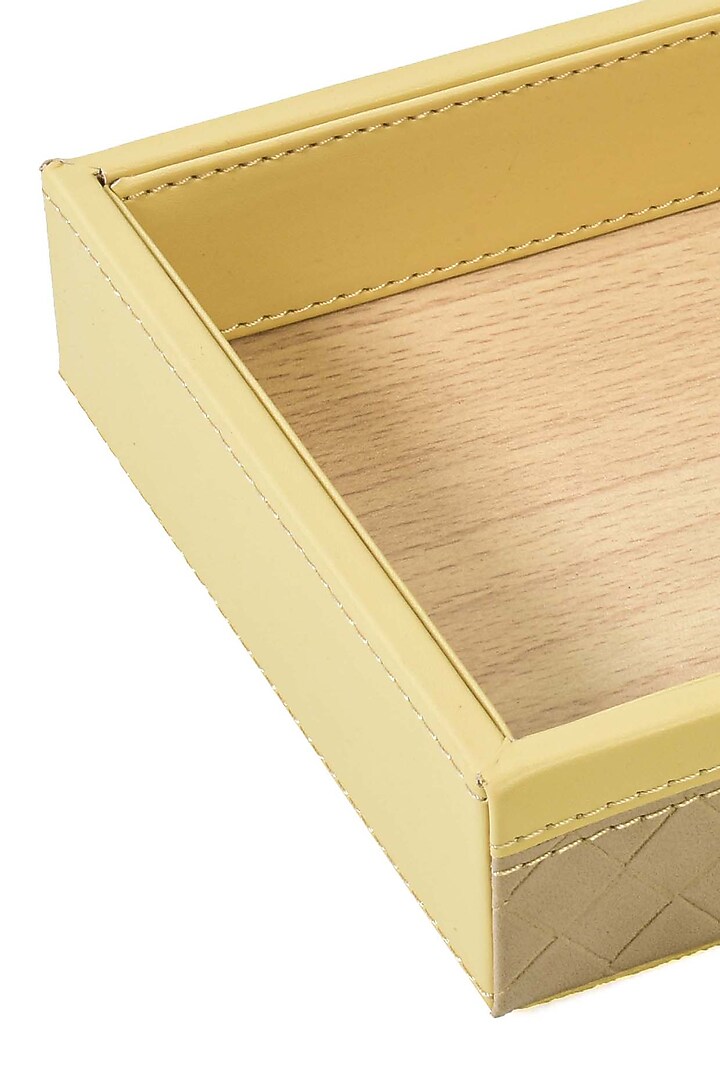 Ivory Leatherette & Wood Towel Tray by ICHKAN at Pernia's Pop Up Shop
