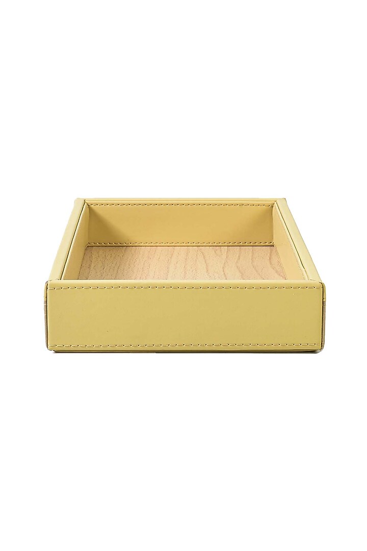 Ivory Leatherette & Wood Towel Tray by ICHKAN at Pernia's Pop Up Shop