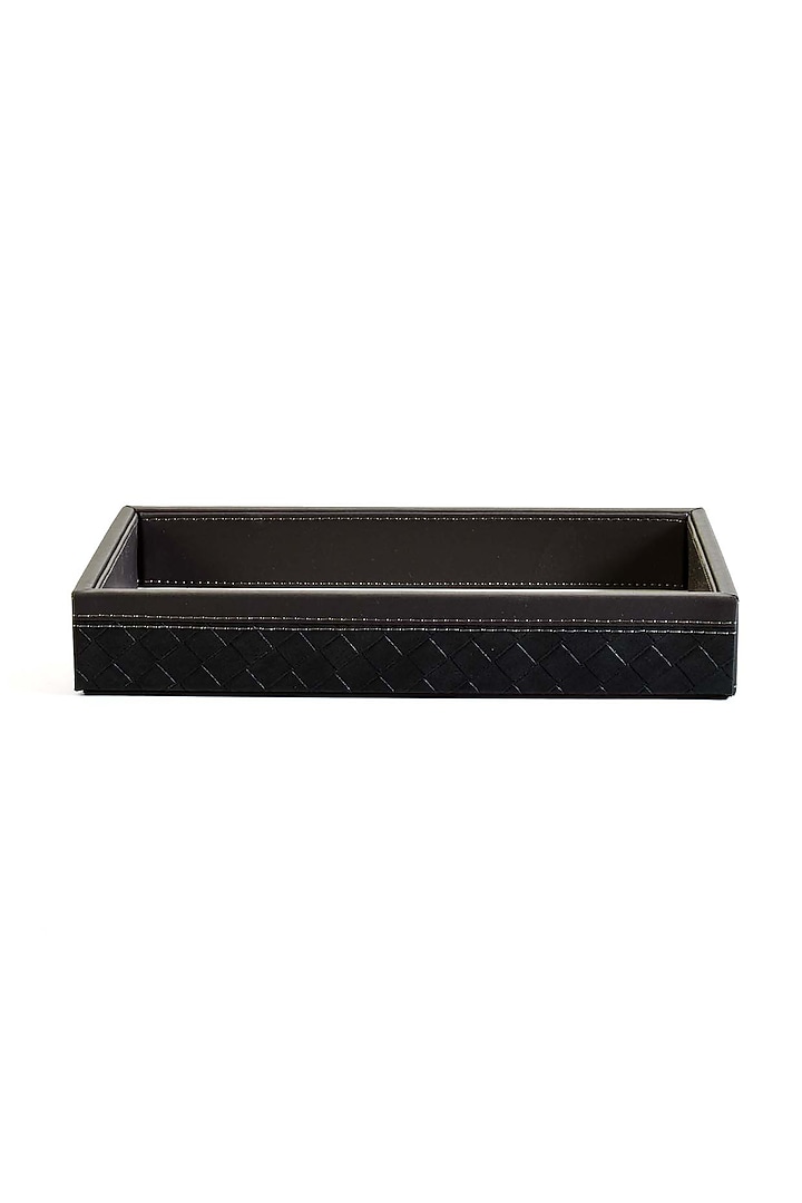 Grey Leatherette & Wood Towel Tray by ICHKAN at Pernia's Pop Up Shop