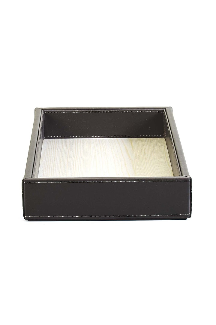 Grey Leatherette & Wood Towel Tray by ICHKAN at Pernia's Pop Up Shop