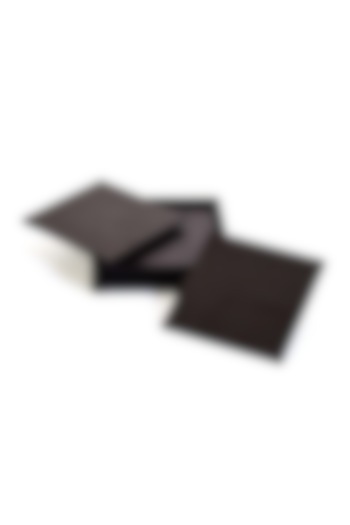 Black Faux Leather & Wood Square Coaster (Set of 6) by ICHKAN
