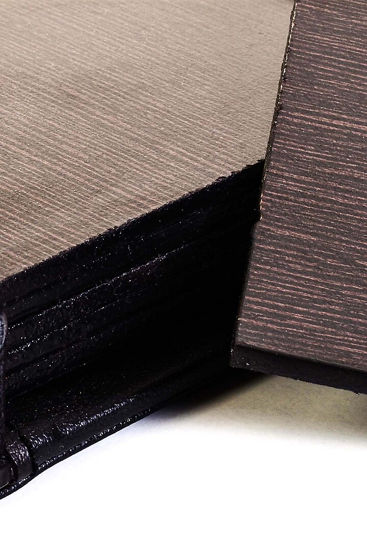 Black Faux Leather & Wood Square Coaster (Set of 6) by ICHKAN at Pernia's Pop Up Shop