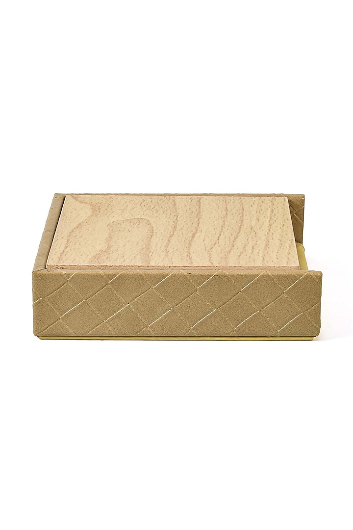 Ivory Faux Leather & Wood Square Coaster (Set of 6) by ICHKAN at Pernia's Pop Up Shop