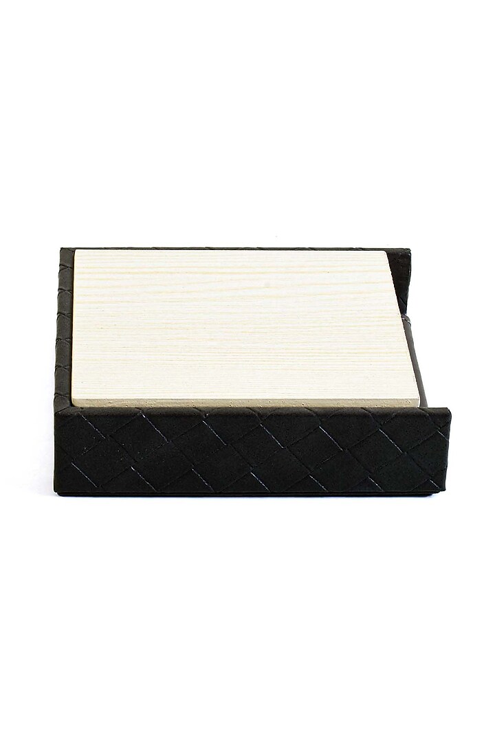 Grey Faux Leather & Wood Square Coaster (Set of 6) by ICHKAN at Pernia's Pop Up Shop