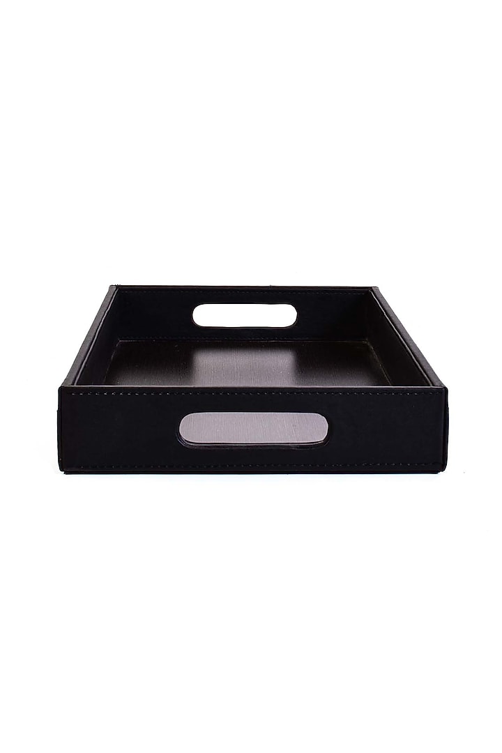 Black Leatherette Tray by ICHKAN at Pernia's Pop Up Shop