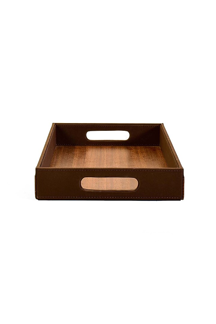 Brown Leatherette Tray by ICHKAN at Pernia's Pop Up Shop