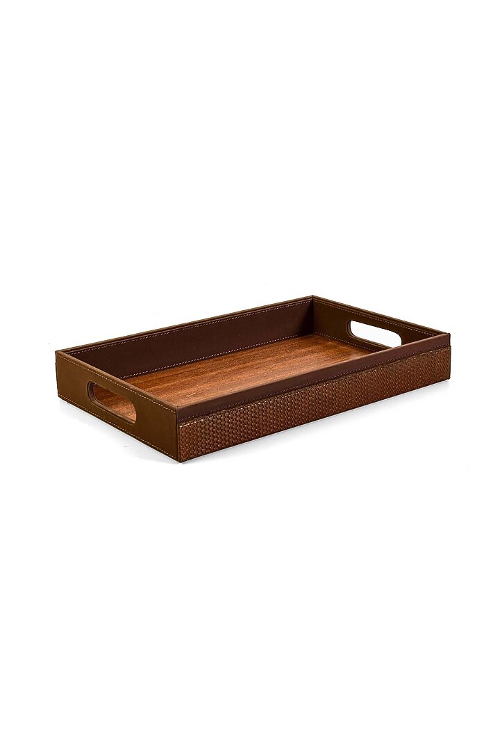 Brown Leatherette Tray by ICHKAN at Pernia's Pop Up Shop