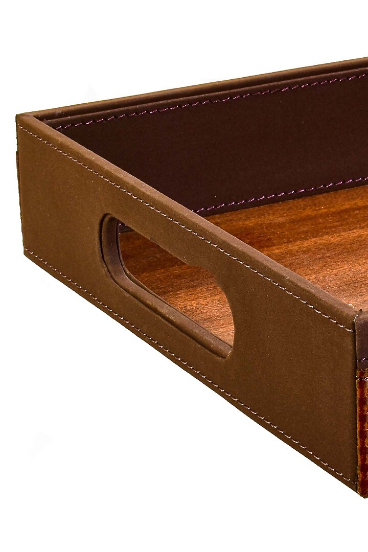 Brown Leatherette Tray by ICHKAN at Pernia's Pop Up Shop