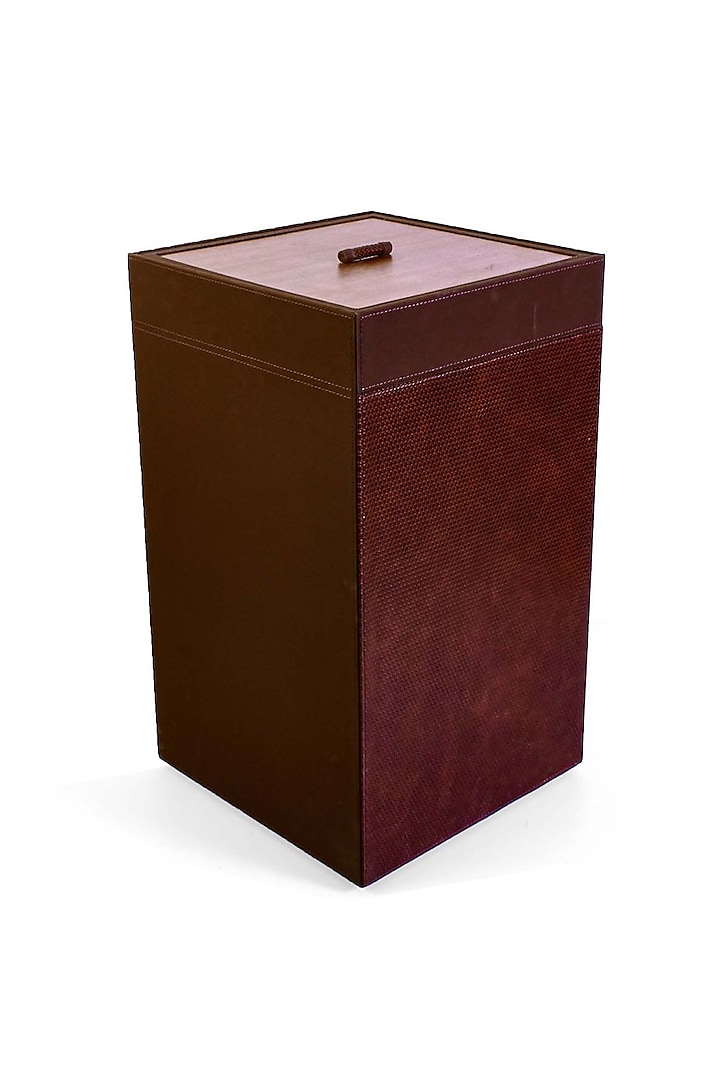 Brown Leatherette Square Laundry Basket by ICHKAN