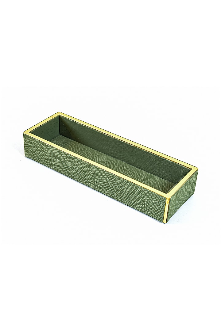 Olive Green Leatherette Cutlery Tray by ICHKAN