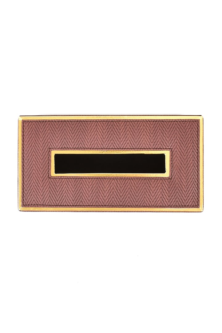 Brown Vegan Textured Leather Tissue Box by ICHKAN at Pernia's Pop Up Shop