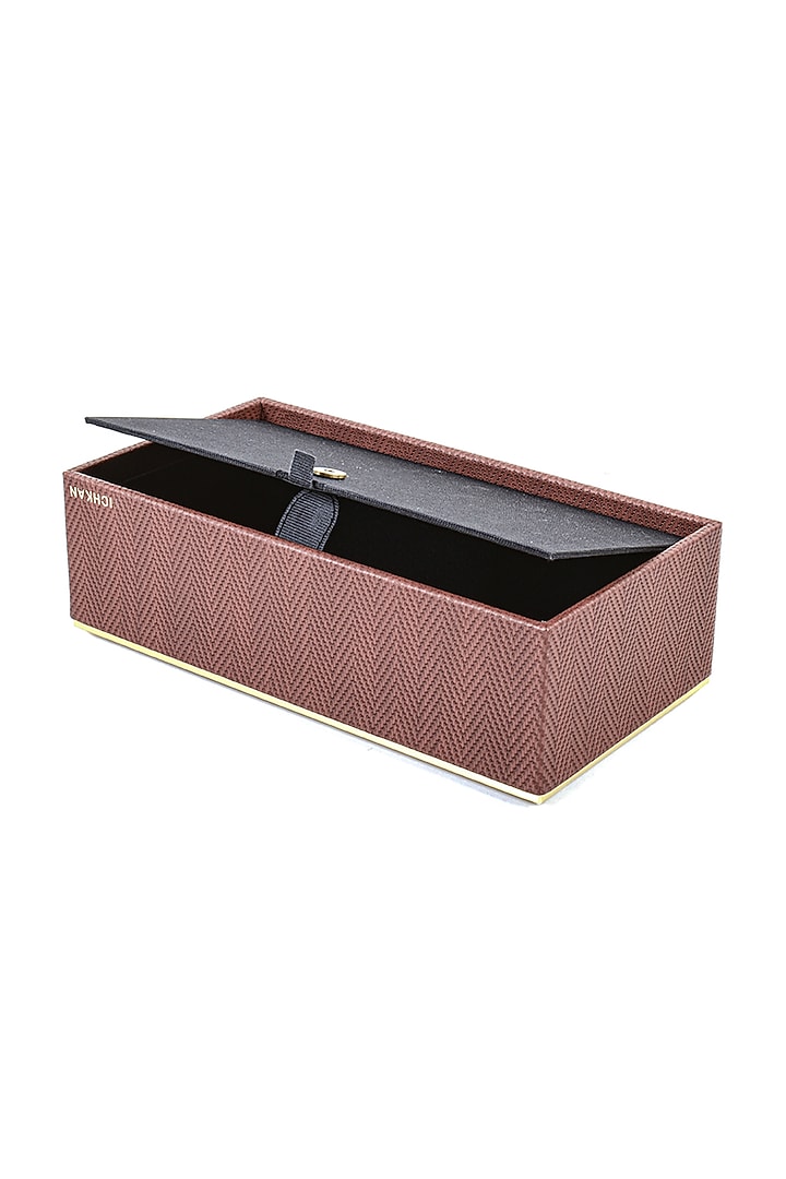 Brown Vegan Textured Leather Tissue Box by ICHKAN at Pernia's Pop Up Shop