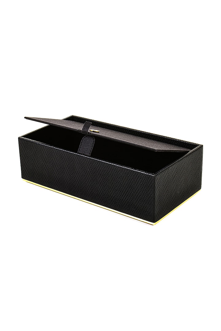 Black Vegan Textured Leather Tissue Box by ICHKAN at Pernia's Pop Up Shop