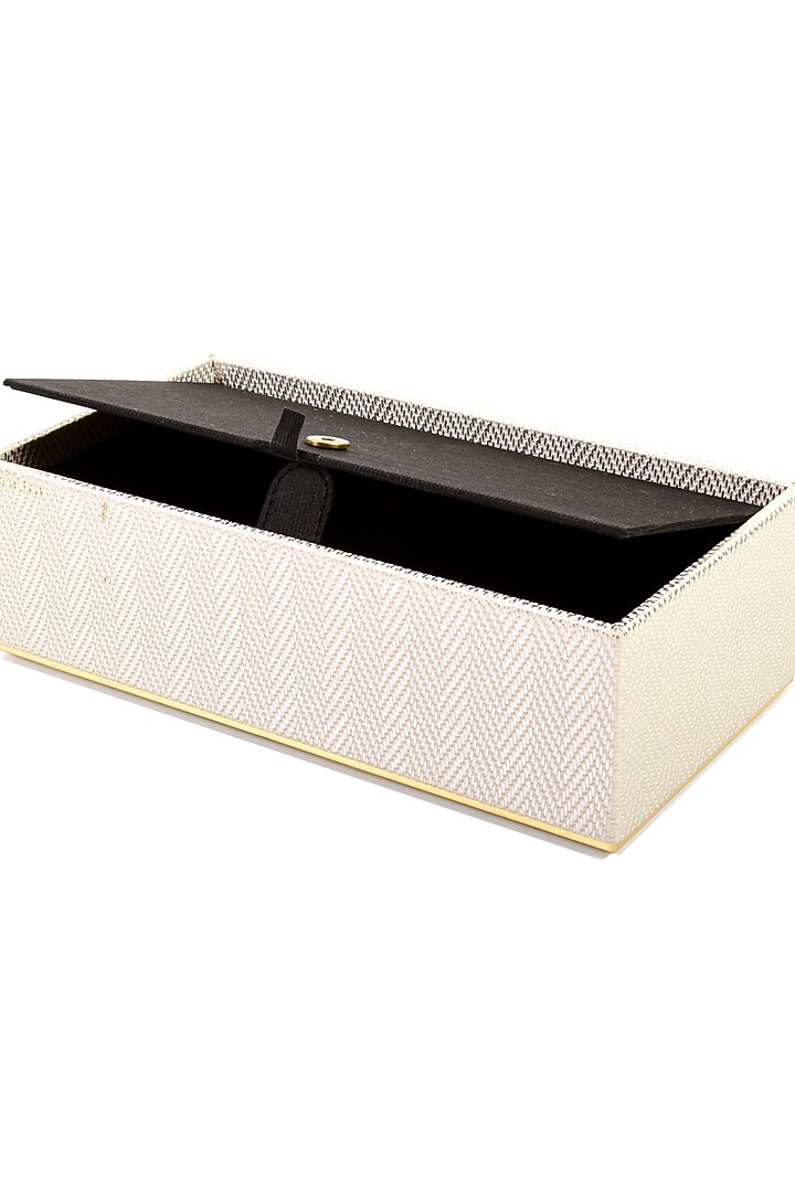 White Vegan Textured Leather Tissue Box by ICHKAN at Pernia's Pop Up Shop