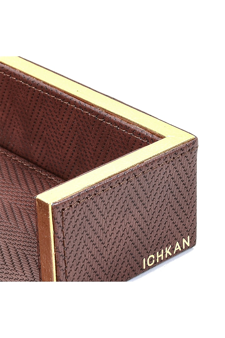 Brown Vegan Textured Leather Weight Tissue Holder by ICHKAN at Pernia's Pop Up Shop