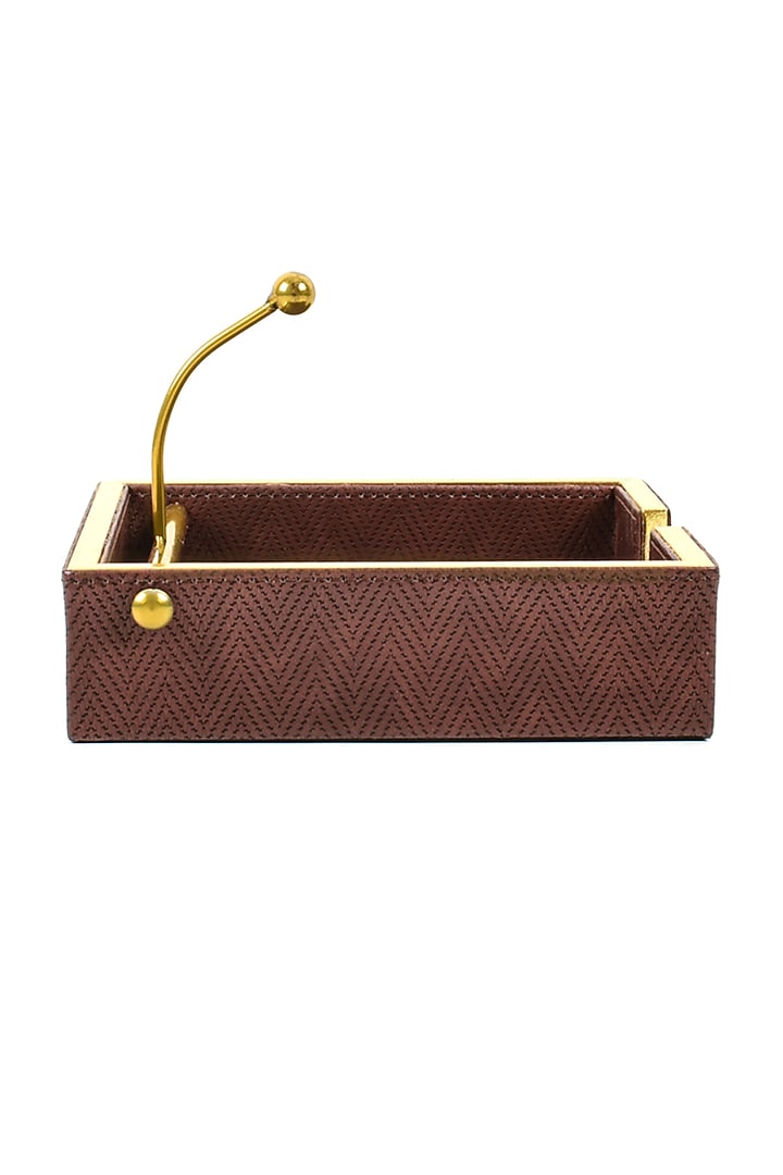 Brown Vegan Textured Leather Weight Tissue Holder by ICHKAN at Pernia's Pop Up Shop