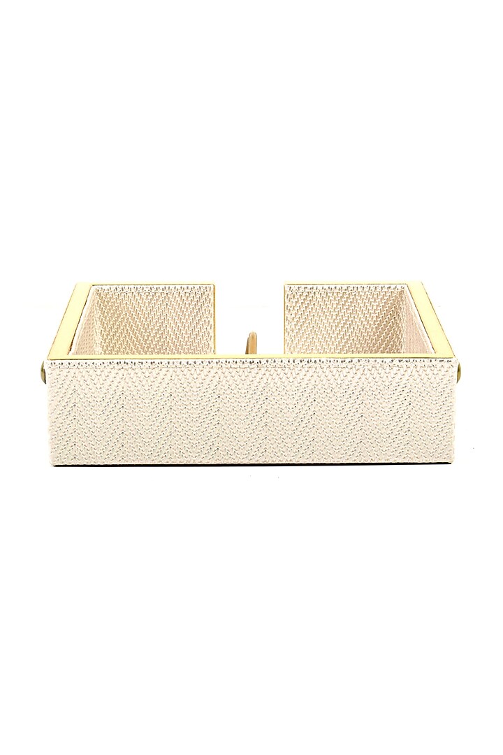 White Vegan Textured Leather Weight Tissue Holder by ICHKAN at Pernia's Pop Up Shop