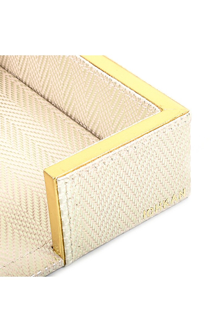 White Vegan Textured Leather Weight Tissue Holder by ICHKAN at Pernia's Pop Up Shop