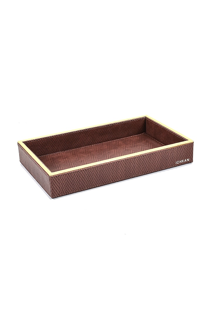 Brown Leather Towel Tray by ICHKAN