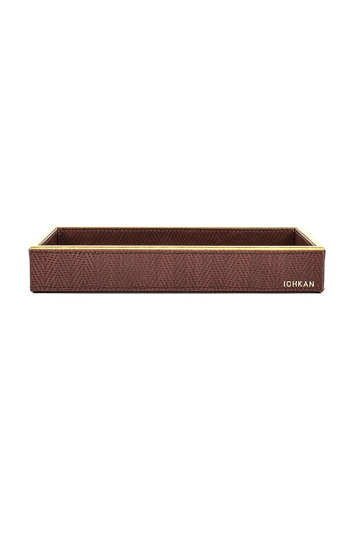 Brown Leather Towel Tray by ICHKAN at Pernia's Pop Up Shop