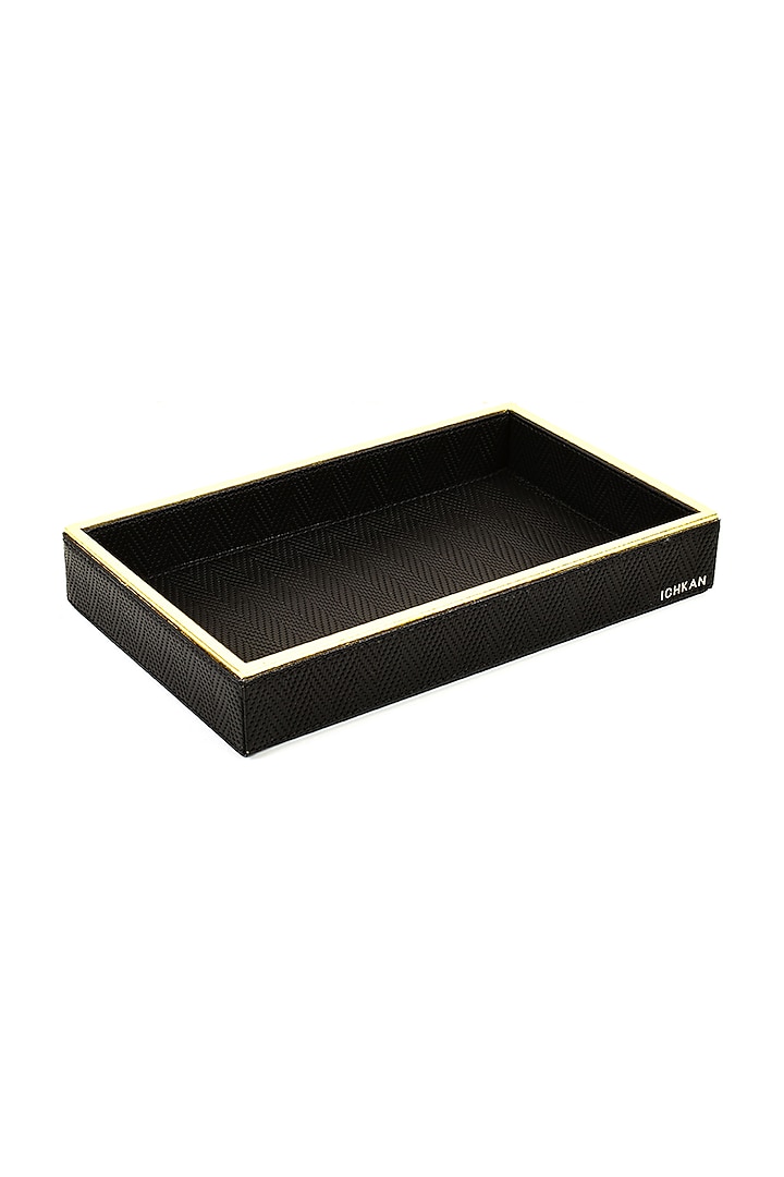 Black Leather Towel Tray by ICHKAN