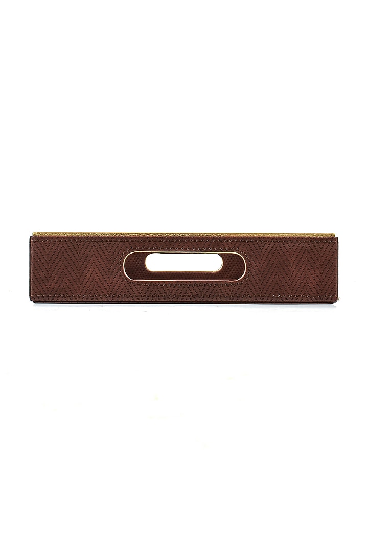 Brown Vegan Textured Leather Tray (Set of 2) by ICHKAN at Pernia's Pop Up Shop