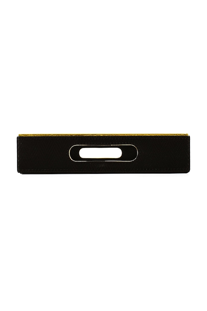 Black Vegan Textured Leather Tray (Set of 2) by ICHKAN at Pernia's Pop Up Shop