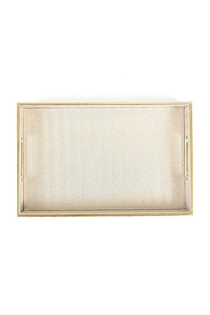 White Vegan Textured Leather Tray (Set of 2) by ICHKAN at Pernia's Pop Up Shop