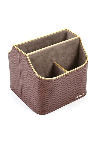 Brown Vegan Leather Multi-Utility Holder by ICHKAN