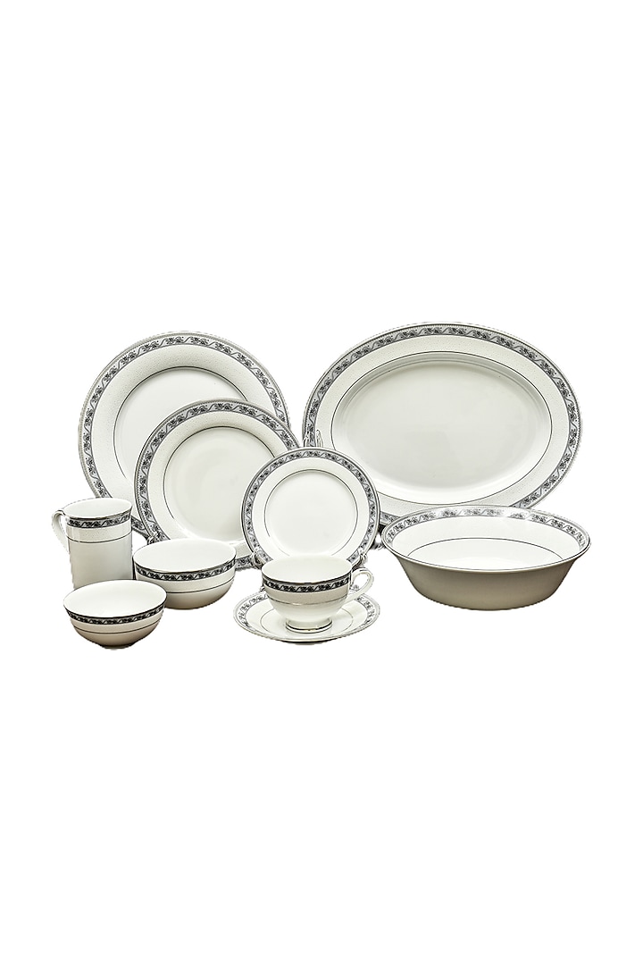 Grey Porcelain Dinner Set of 21 by ICHKAN