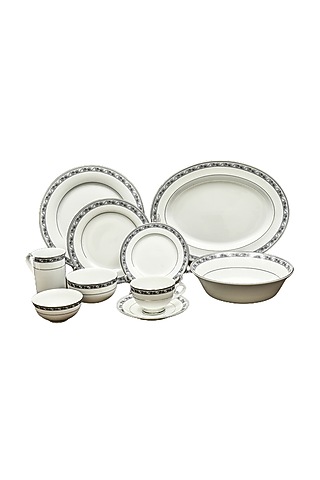 Grey Porcelain Dinner Set of 21 by ICHKAN