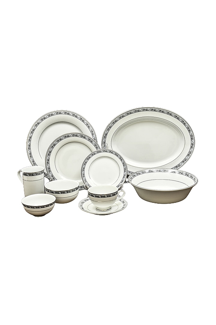 Grey Porcelain Dinner Set of 27 by ICHKAN