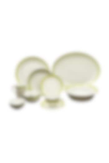Green Porcelain Tea Cup & Saucers Set Of 12 by ICHKAN