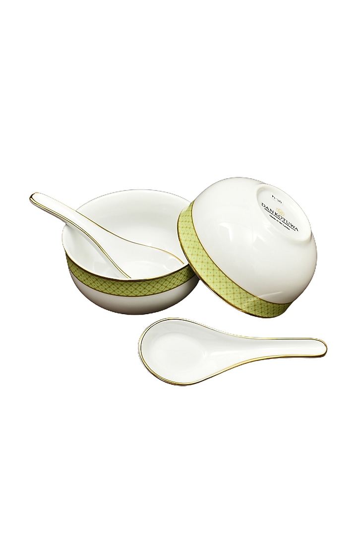 Green Porcelain Dinner Set Of 21 by ICHKAN at Pernia's Pop Up Shop