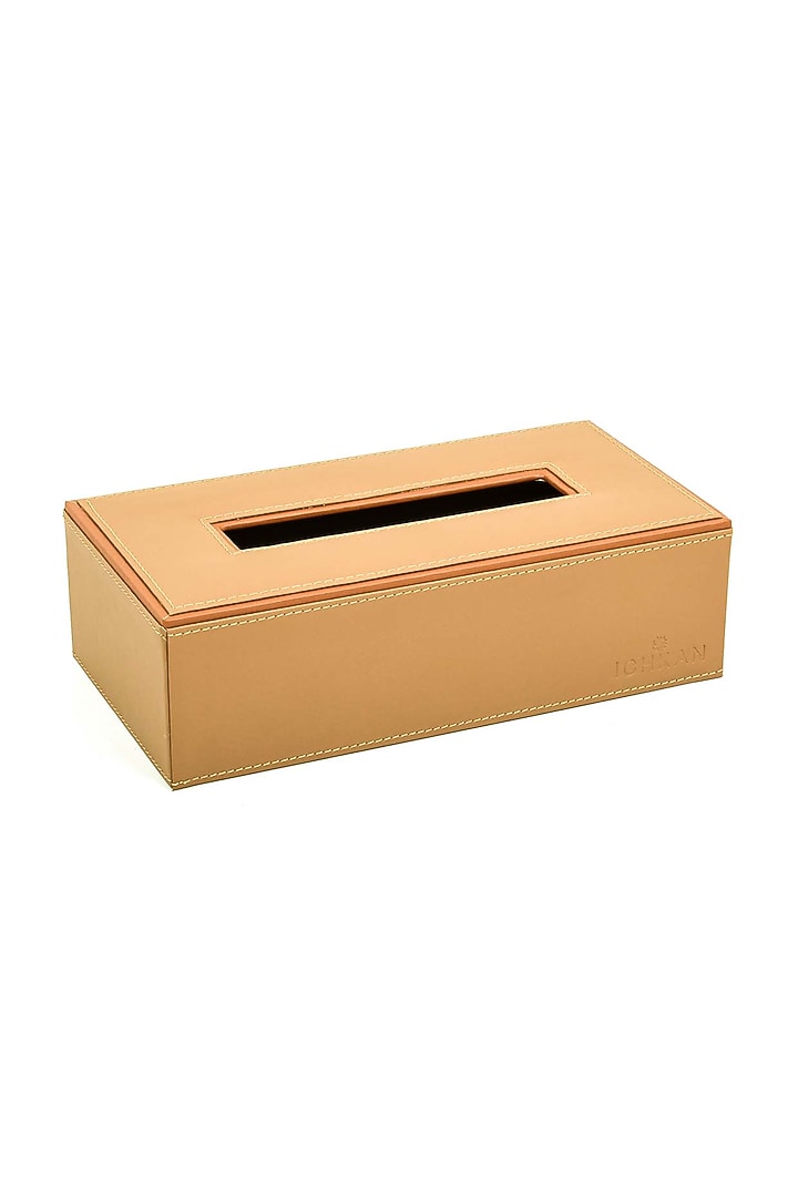 Camel Leatherette & MDF Tissue Box by ICHKAN at Pernia's Pop Up Shop