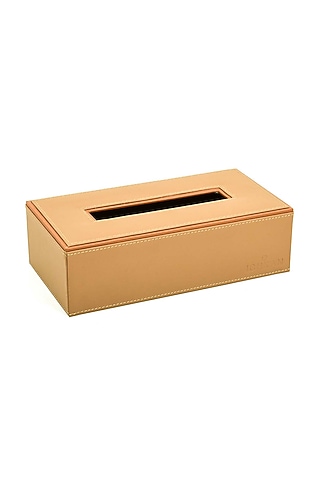 Camel Leatherette & MDF Tissue Box by ICHKAN