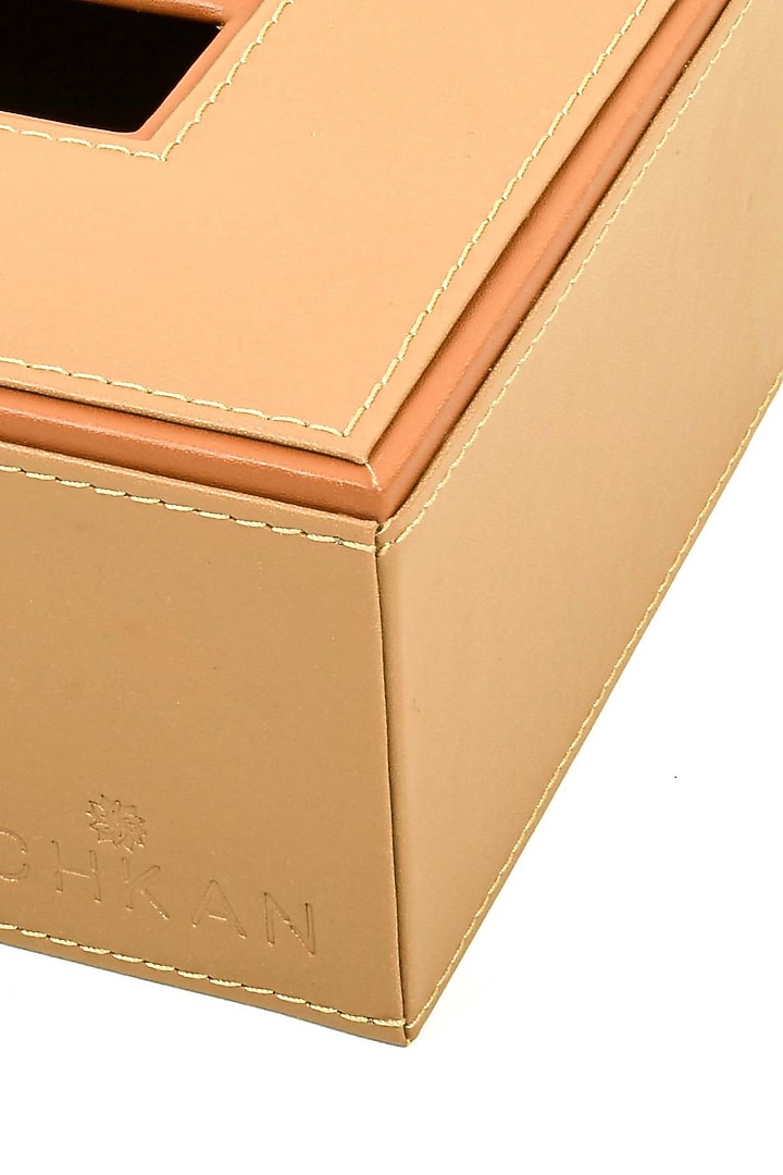 Camel Leatherette & MDF Tissue Box by ICHKAN at Pernia's Pop Up Shop