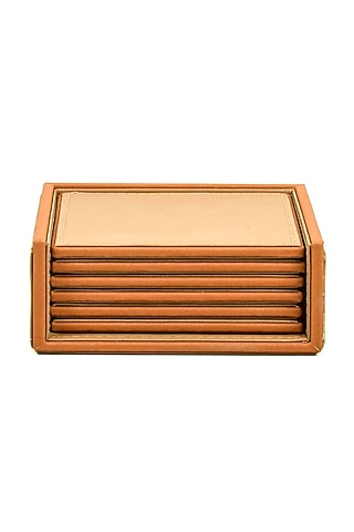 Camel Leatherette & MDF Coasters (Set of 6) by ICHKAN