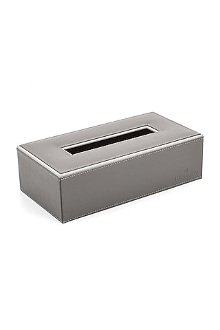 Grey Leatherette & MDF Tissue Box by ICHKAN