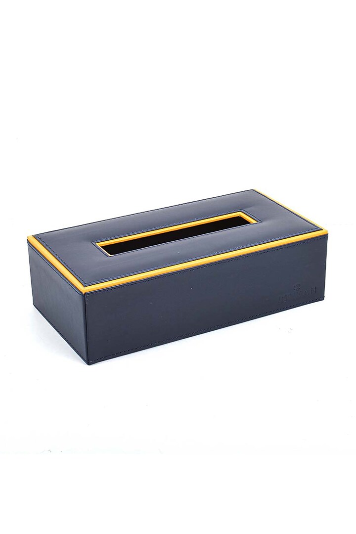 Blue Leatherette & MDF Tissue Box by ICHKAN at Pernia's Pop Up Shop